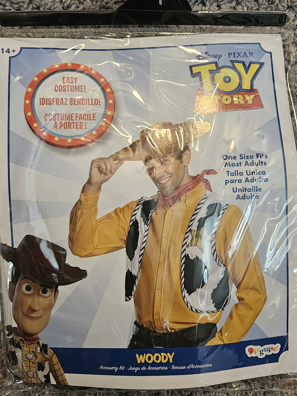 Woody Adult Costume - Cow Print Vest, bandana, and buckle